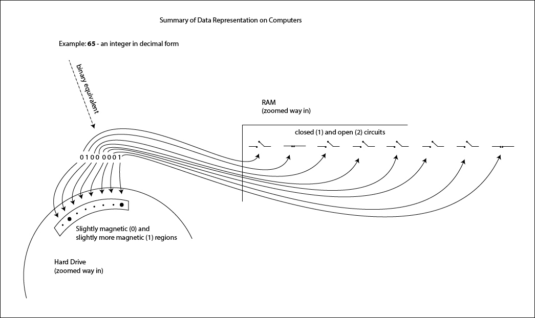 data represented on a computer, summary